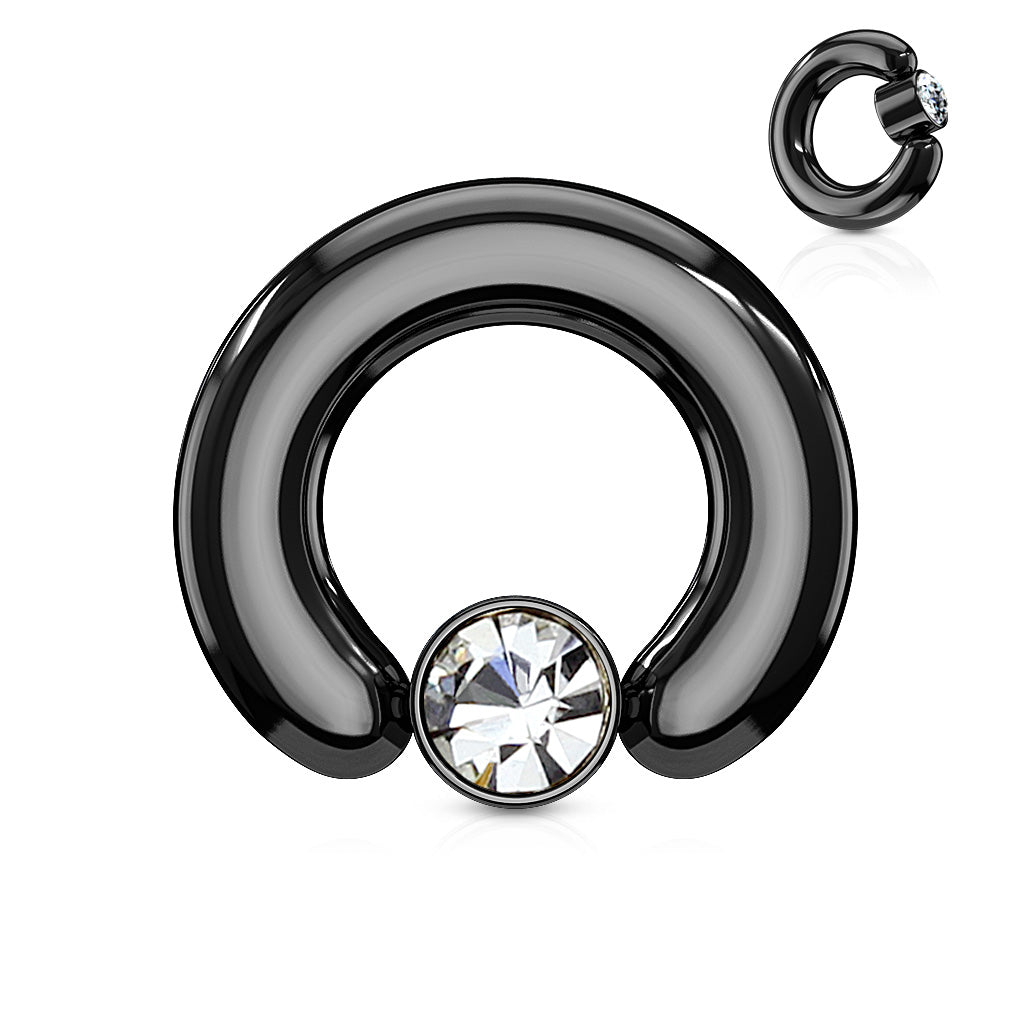 Surgical Steel 12 to 2 Gauge Blackstone Captive Ring - Flat Cylinder