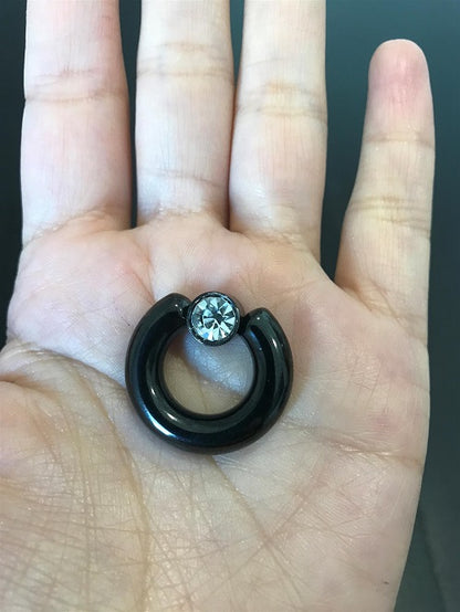 Surgical Steel 12 to 2 Gauge Blackstone Captive Ring - Flat Cylinder - photo 2