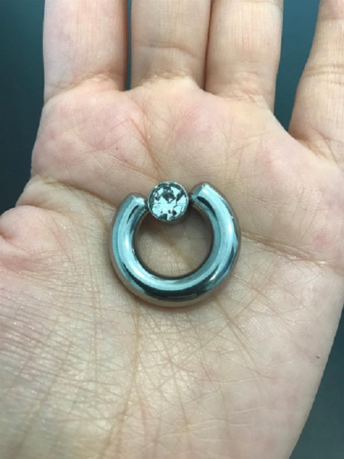 Surgical Steel 12 to 2 Gauge Crystal Cylinder Captive Ring - photo 2