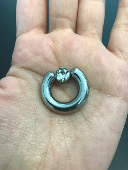 Surgical Steel 12 to 2 Gauge Crystal Cylinder Captive Ring - photo 2