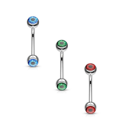 Surgical Steel 16 Gauge Curved Eyebrow Barbell with Eyeball Inlay