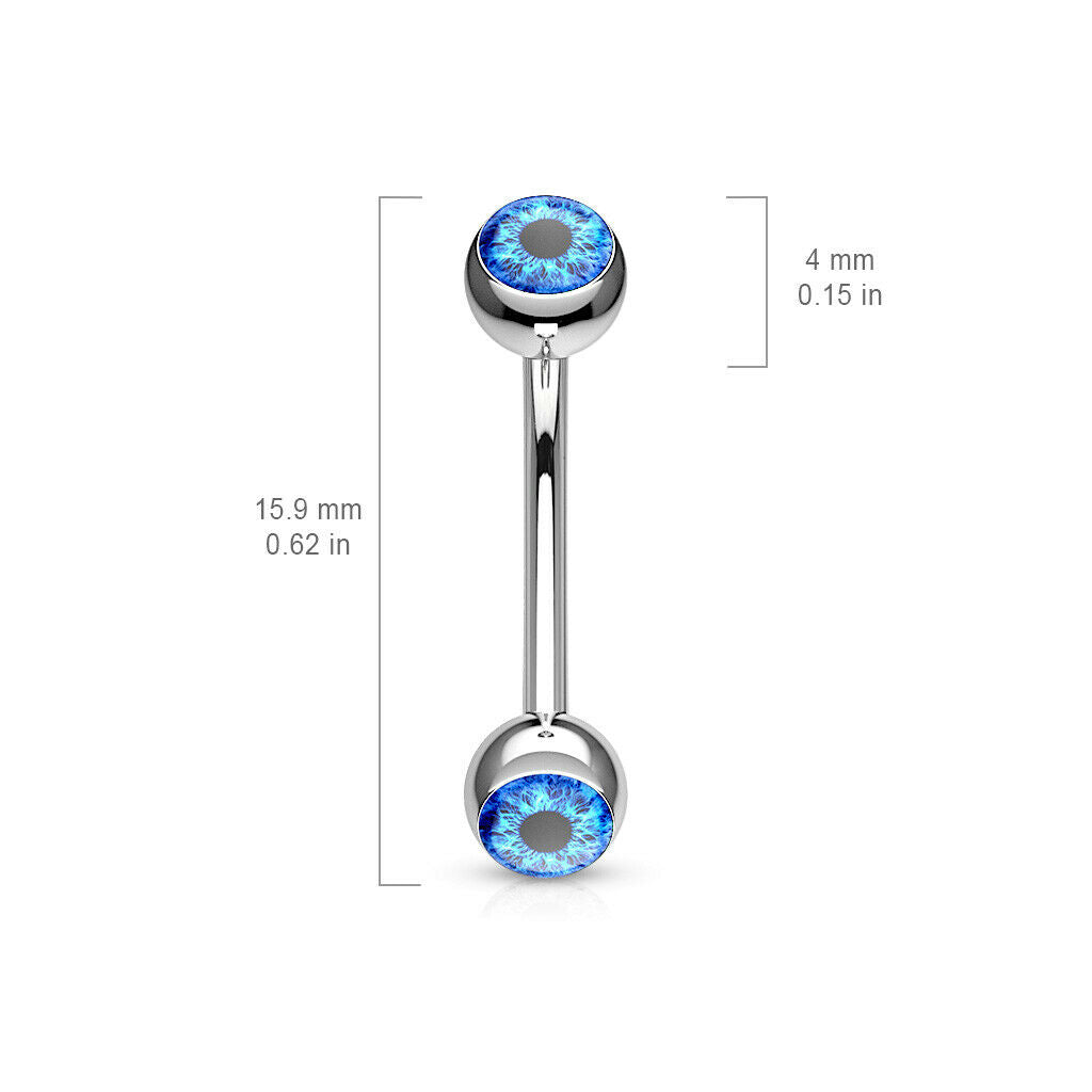 Surgical Steel 16 Gauge Curved Eyebrow Barbell with Eyeball Inlay - photo 2