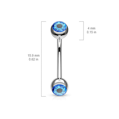 Surgical Steel 16 Gauge Curved Eyebrow Barbell with Eyeball Inlay - photo 2