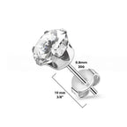 Surgical Steel 20 Gauge Cubic Zirconia Stud Earrings - Pair