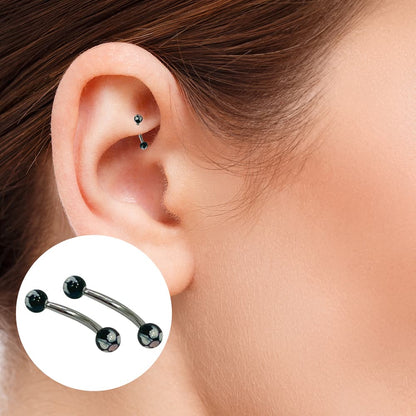 Surgical Steel Curved Barbell 16 Gauge with Hand Painted Flowers - photo 5
