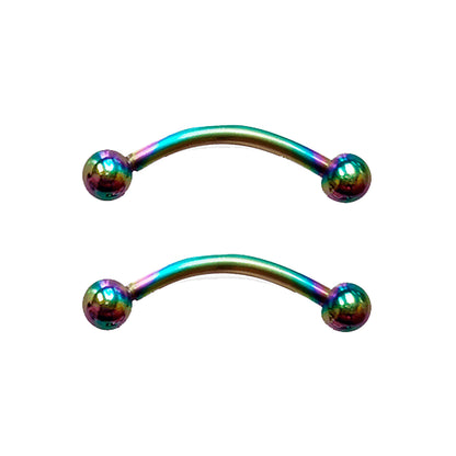 Surgical Steel Anodized Curved Barbell Tongue Ring 14 Gauge - 8 Pack