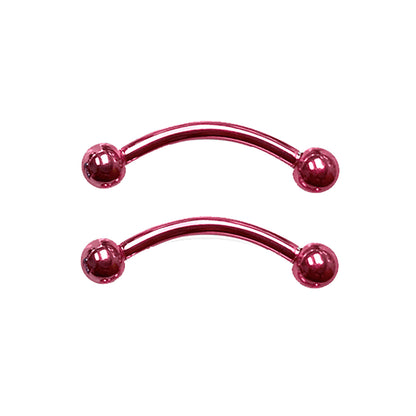 Surgical Steel Anodized Curved Barbell Tongue Ring 14 Gauge - 8 Pack