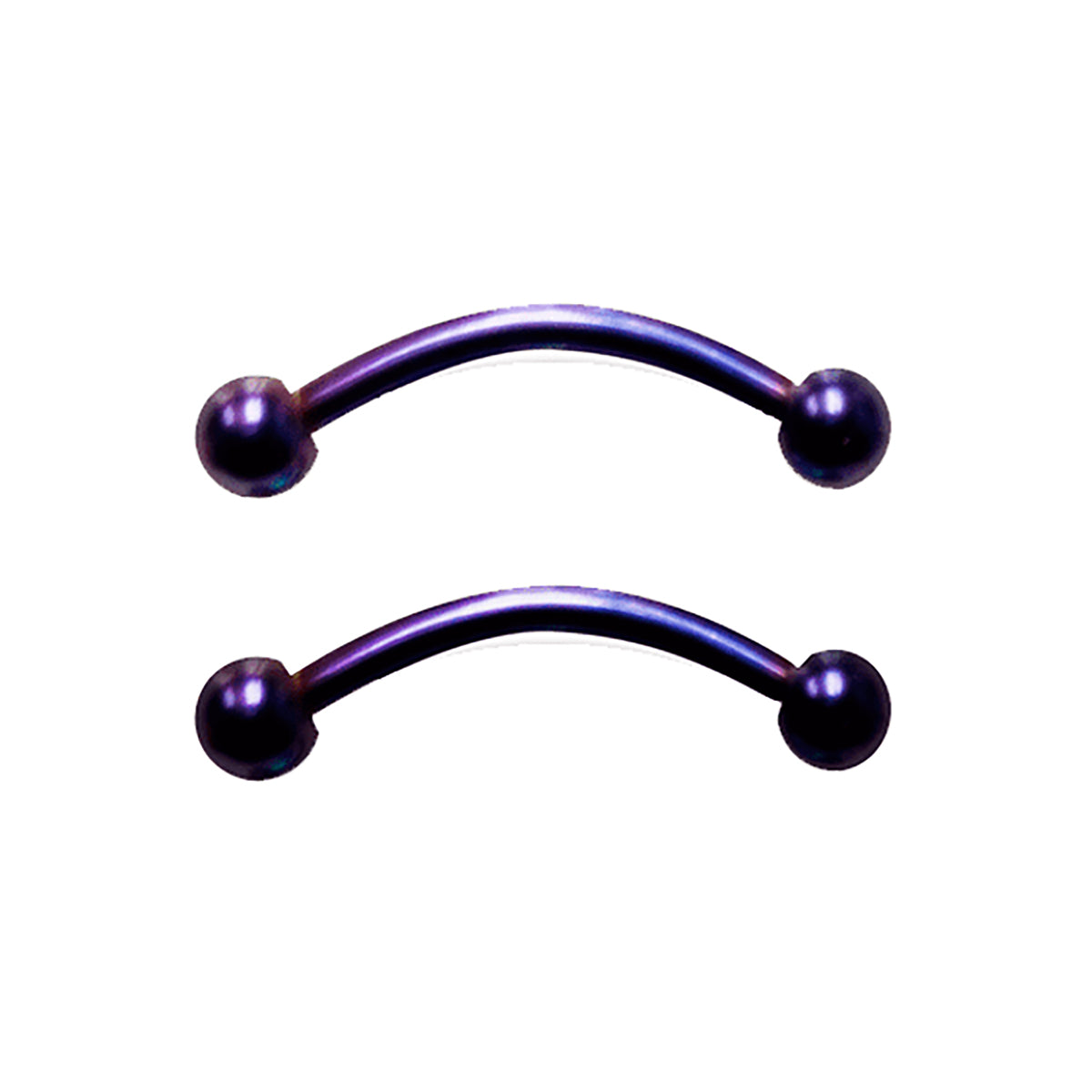 Surgical Steel Anodized Curved Barbell Tongue Ring 14 Gauge - 8 Pack