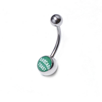 Surgical Steel Belly Ring 14 Gauge with Avocado Toast Design