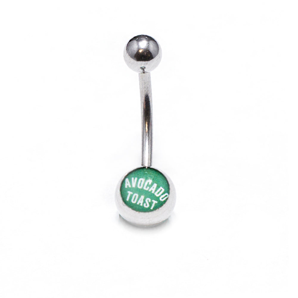 Surgical Steel Belly Ring 14 Gauge with Avocado Toast Design