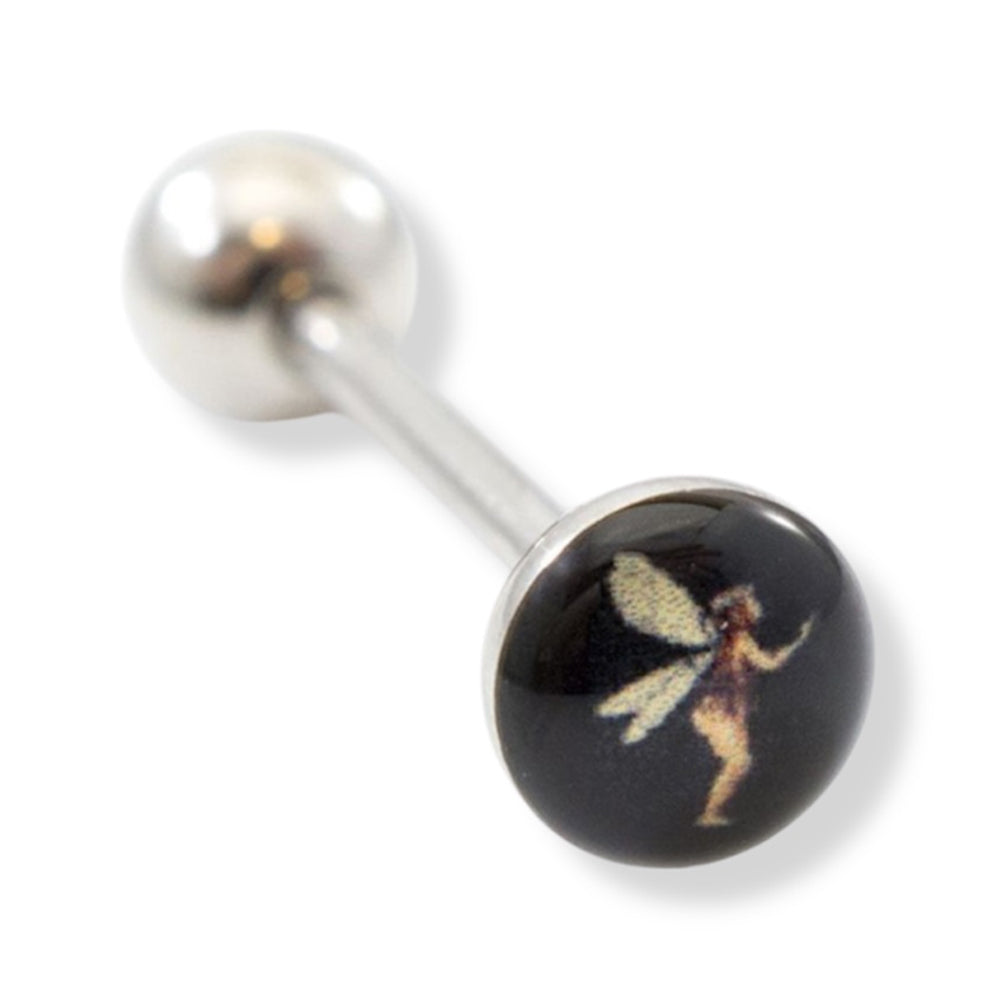 Surgical Steel 14 Gauge Tongue Barbell with Cute Fairy