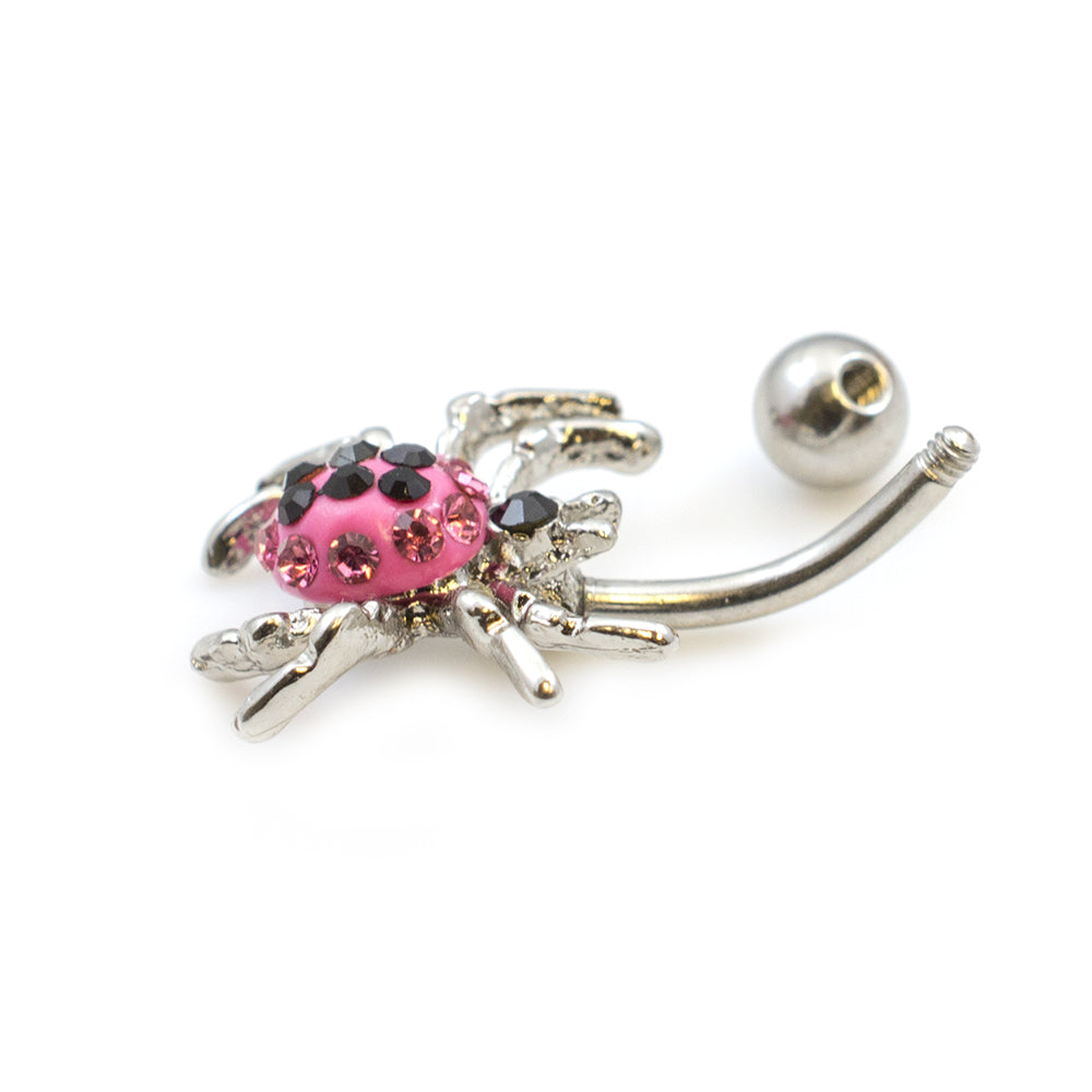Surgical Steel 14 Gauge Belly Button Ring with CZ Spider - photo 2