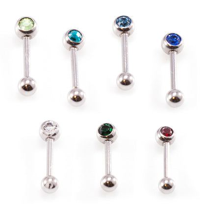 Surgical Steel 16 Gauge Eyebrow Barbell with CZ Ball Top