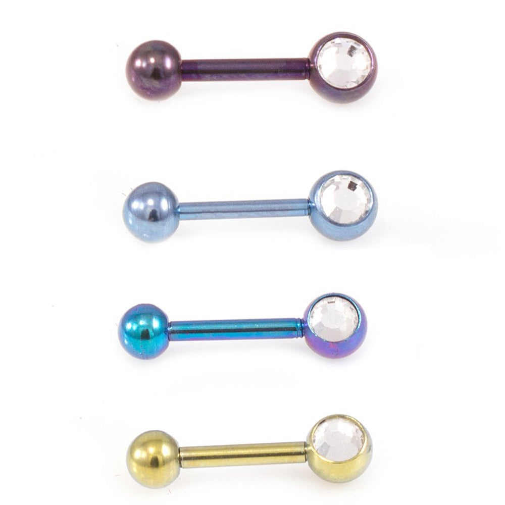 Surgical Steel 16 Gauge Eyebrow Barbell with CZ Ball - 6mm