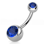 Titanium 14 Gauge Double CZ Belly Button Ring 14mm