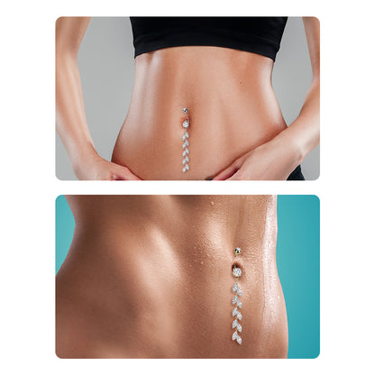 Surgical Steel Belly Ring 14G 10mm with CZ Marquise Petal Dangle - photo 4