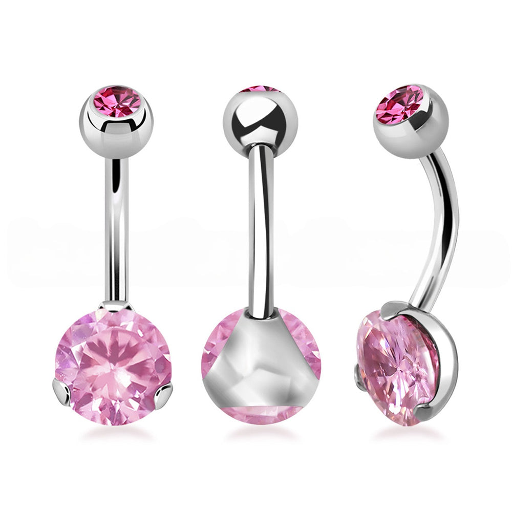 Surgical Steel 14 Gauge Crystal CZ Belly Button Ring