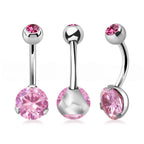 Surgical Steel 14 Gauge Crystal CZ Belly Button Ring