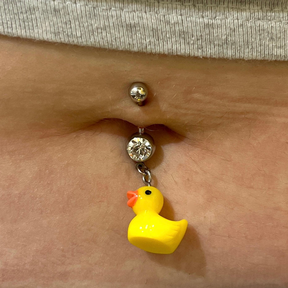 Surgical Steel 14 Gauge Dangle Duck Belly Button Ring