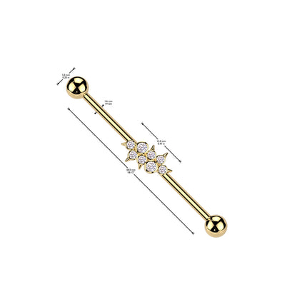 Surgical Steel Industrial Barbell 14G with CZ Spikes - 2 Colors - photo 2