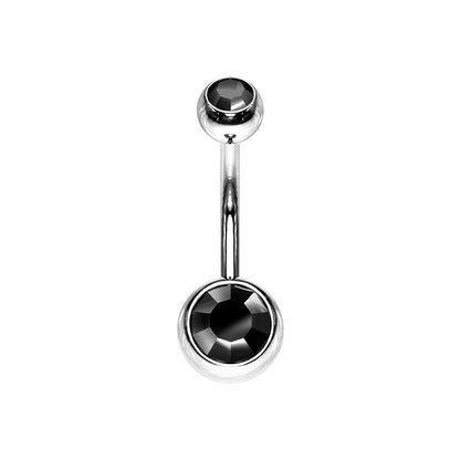 Titanium Black Belly Ring Hinged Hoop Clicker 14 Gauge Gems - 2 Pieces