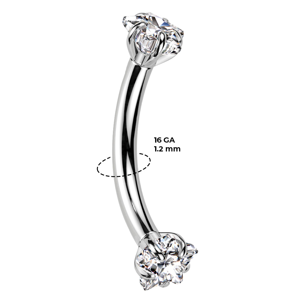 Titanium Curved Eyebrow Barbell 16G 8mm with Star CZ - photo 3