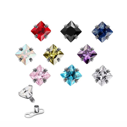 Surgical Steel 14 Gauge CZ Dermal Anchor Tops & Bases - 18 Pack