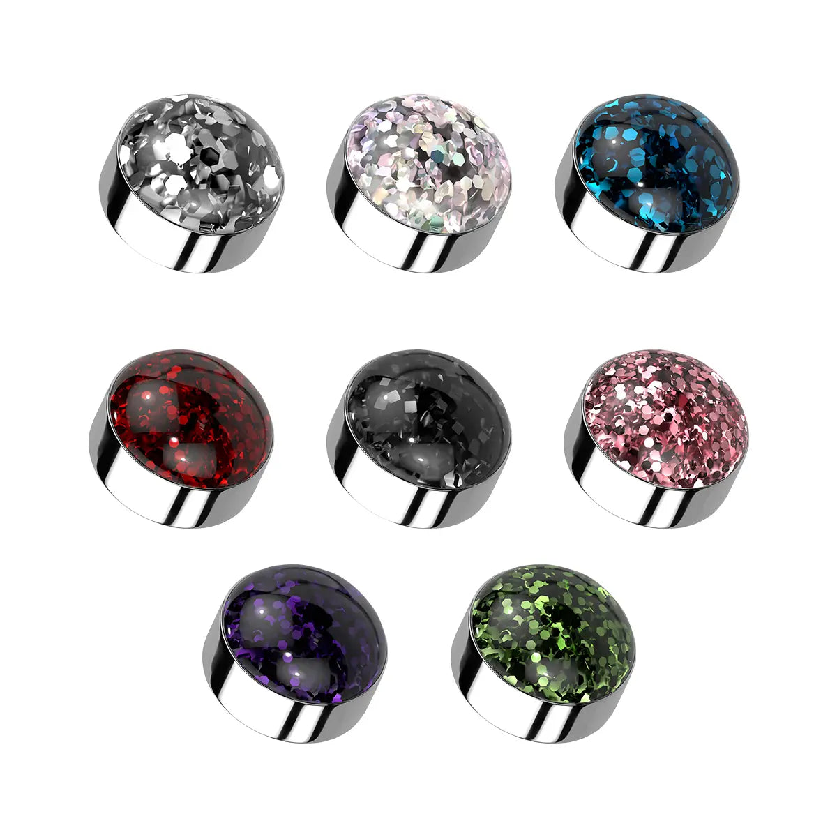 Surgical Steel Glitter Dome CZ Dermal Anchor Top 14G 4mm - 8 Colors