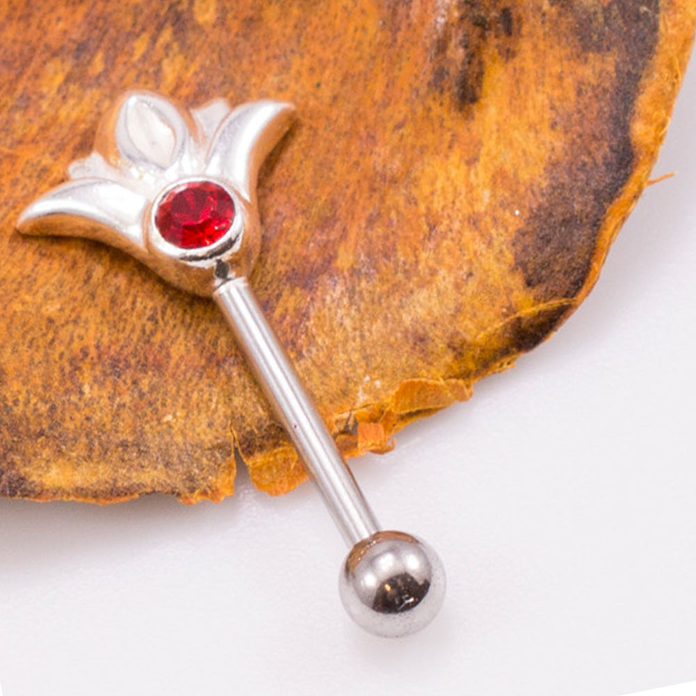 Surgical Steel 16 Gauge Eyebrow Barbell with CZ Flower Top - photo 2