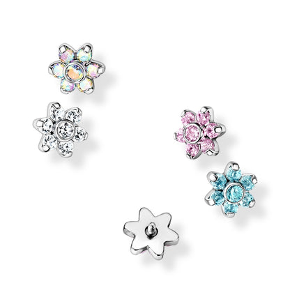 Surgical Steel Prong Set CZ Flower Dermal Top 6mm 14G & 16G - photo 3