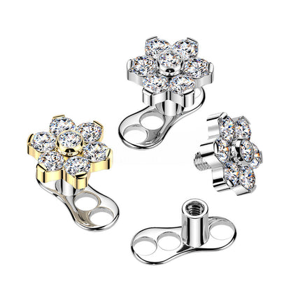 Titanium Dermal Anchor Base with CZ Flower Top
