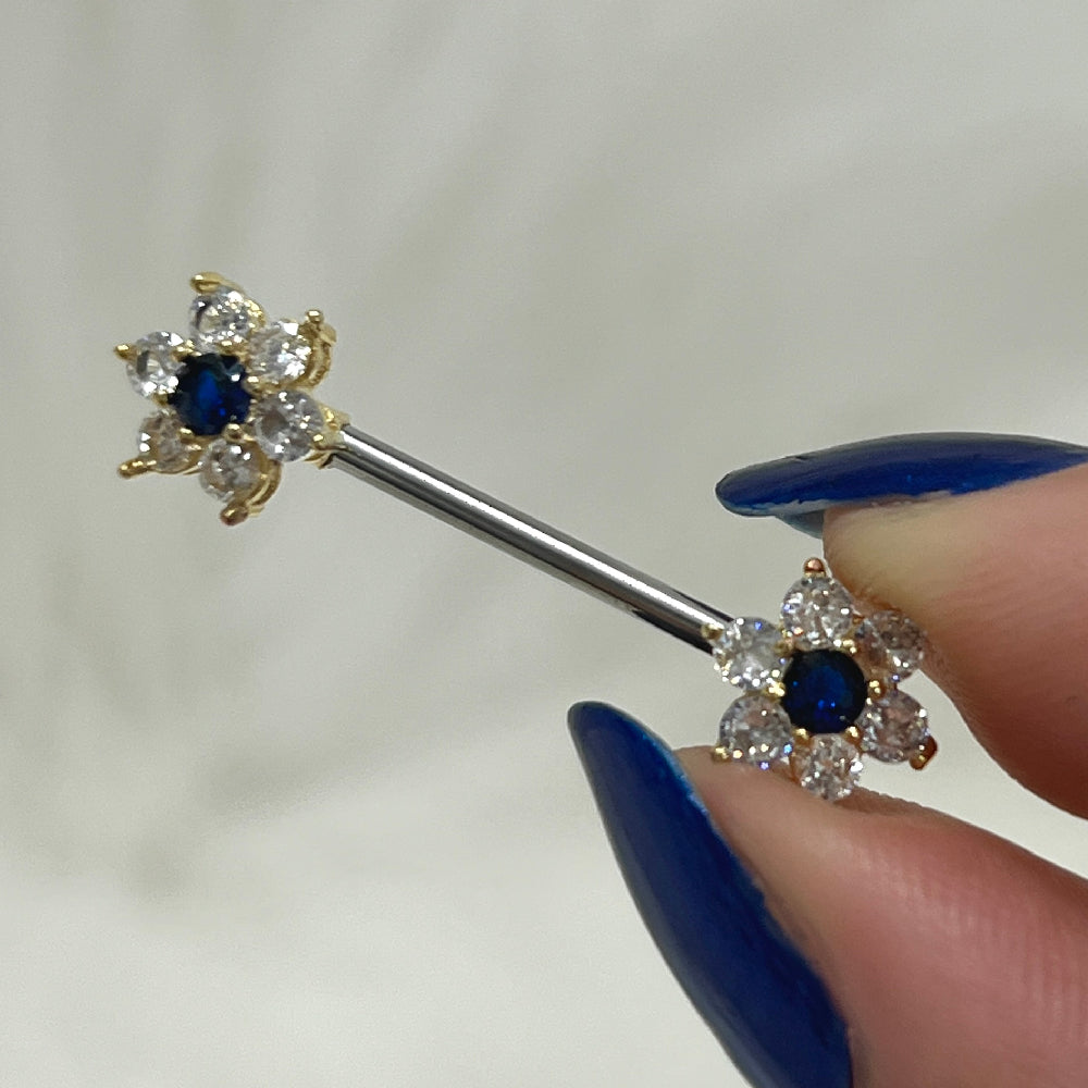 Surgical Steel 14 Gauge Nipple Barbell with CZ Flower Kitty Cat - Pair - photo 3