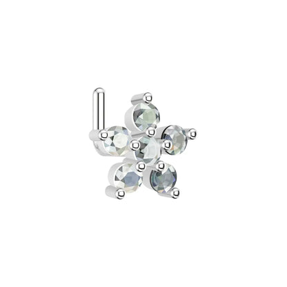 Surgical Steel L-Shaped Nose Stud 20G 6.5mm with CZ Flower - photo 6