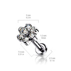 Titanium 18 to 20 Gauge CZ Flower End Labret Stud - Pair