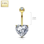 14K Solid Gold 14 Gauge Belly Button Ring with Heart CZ - photo 2