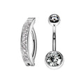 Titanium 14 Gauge CZ Hinged & Curved Belly Button Rings - Pair