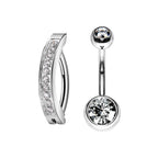 Titanium 14 Gauge CZ Hinged & Curved Belly Button Rings - Pair