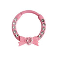 Surgical Steel 16 Gauge Pink Heart Bow CZ Hinged Segment Ring
