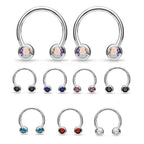 Surgical Steel 14 & 16 Gauge CZ Horseshoe Circular Barbell - Pair