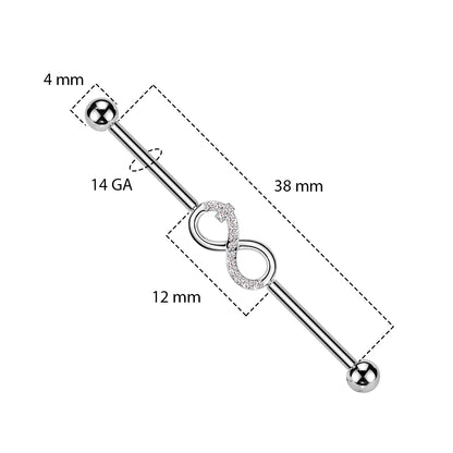 Titanium Industrial Barbell 14G 38mm with Infinity CZ - photo 2