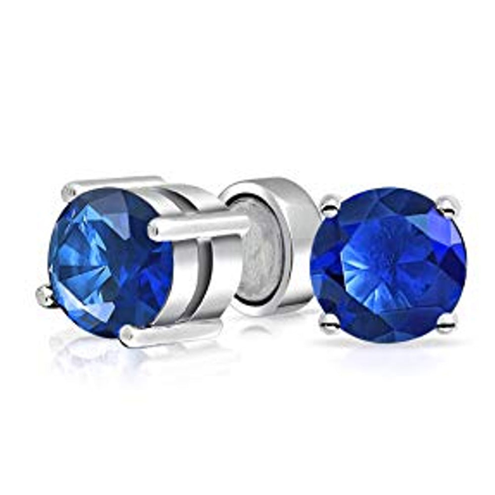 Surgical Steel Magnetic Earrings with Blue CZ Studs - Pair - photo 2