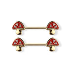 Surgical Steel 14 Gauge CZ Mushroom Nipple Barbell - Pair