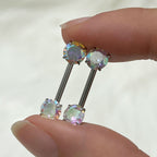 Surgical Steel 14 Gauge Threadless Nipple Barbell with Prong CZ - Pair - photo 4