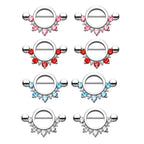 Surgical Steel 14 Gauge Nipple Shield with Half Circle Lined CZ - Pair