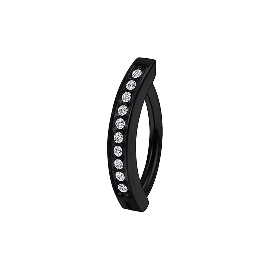Titanium Black Belly Ring Hinged Hoop Clicker 14 Gauge Gems - Pair - Kruelty - Photo 4