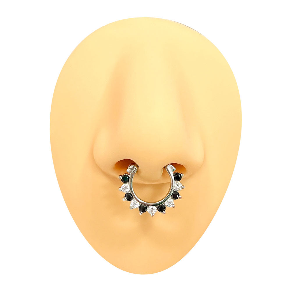Surgical Steel Hinged Septum Clicker 16 Gauge 8mm with Drop CZ - photo 2