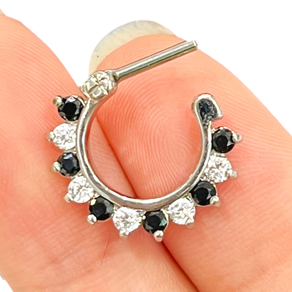 Surgical Steel Hinged Septum Clicker 16 Gauge 8mm with Drop CZ - photo 7