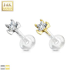 Bioflex 16 Gauge Labret Stud with 14K Gold CZ Star Top