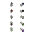 Surgical Steel 16 Gauge Crystal CZ Top Flat Back Labret Studs 10mm