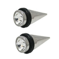 Surgical Steel 2 to 4 Gauge Spike Ear Tapers with CZ Top - Pair